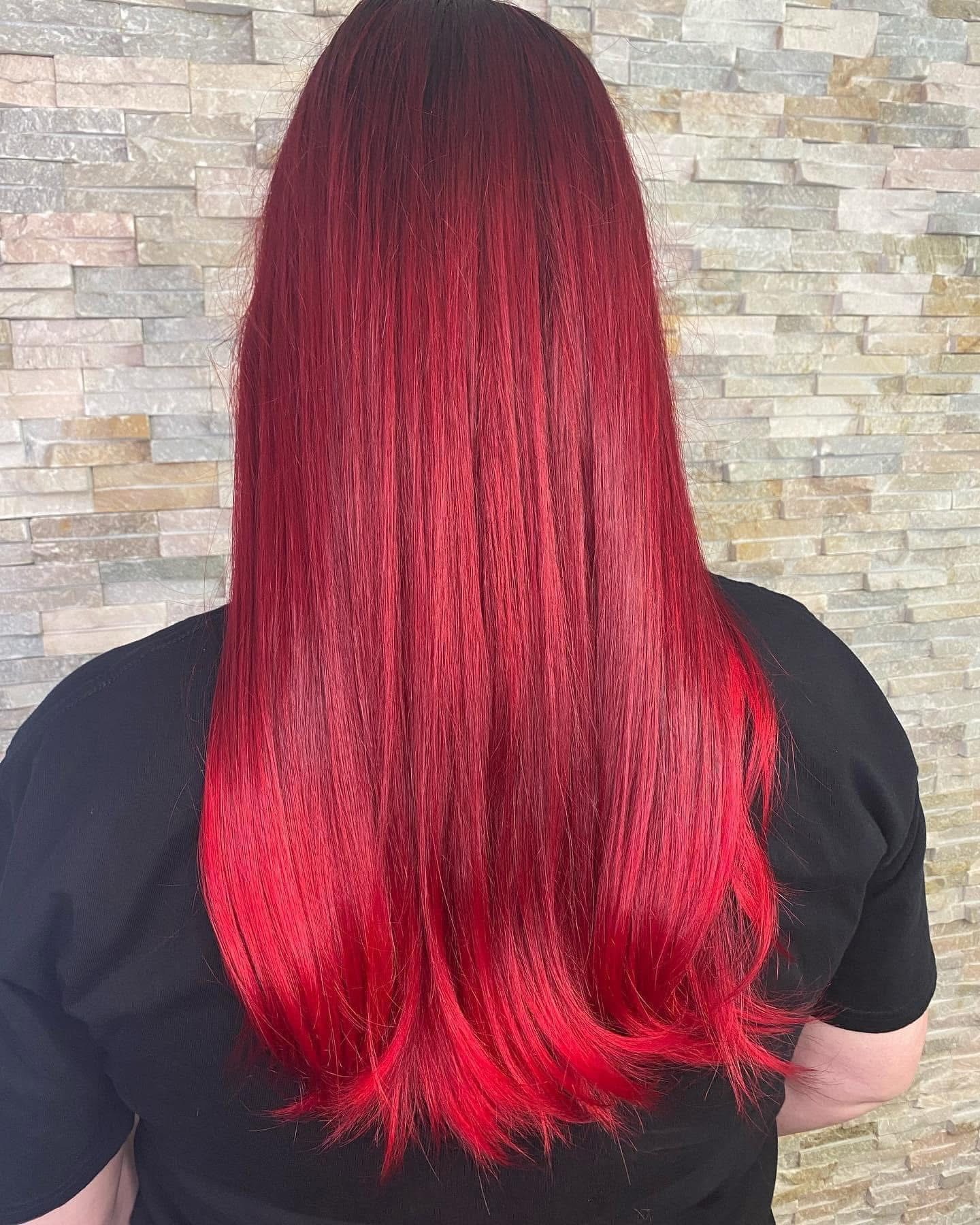 Vibrant red hair transformation